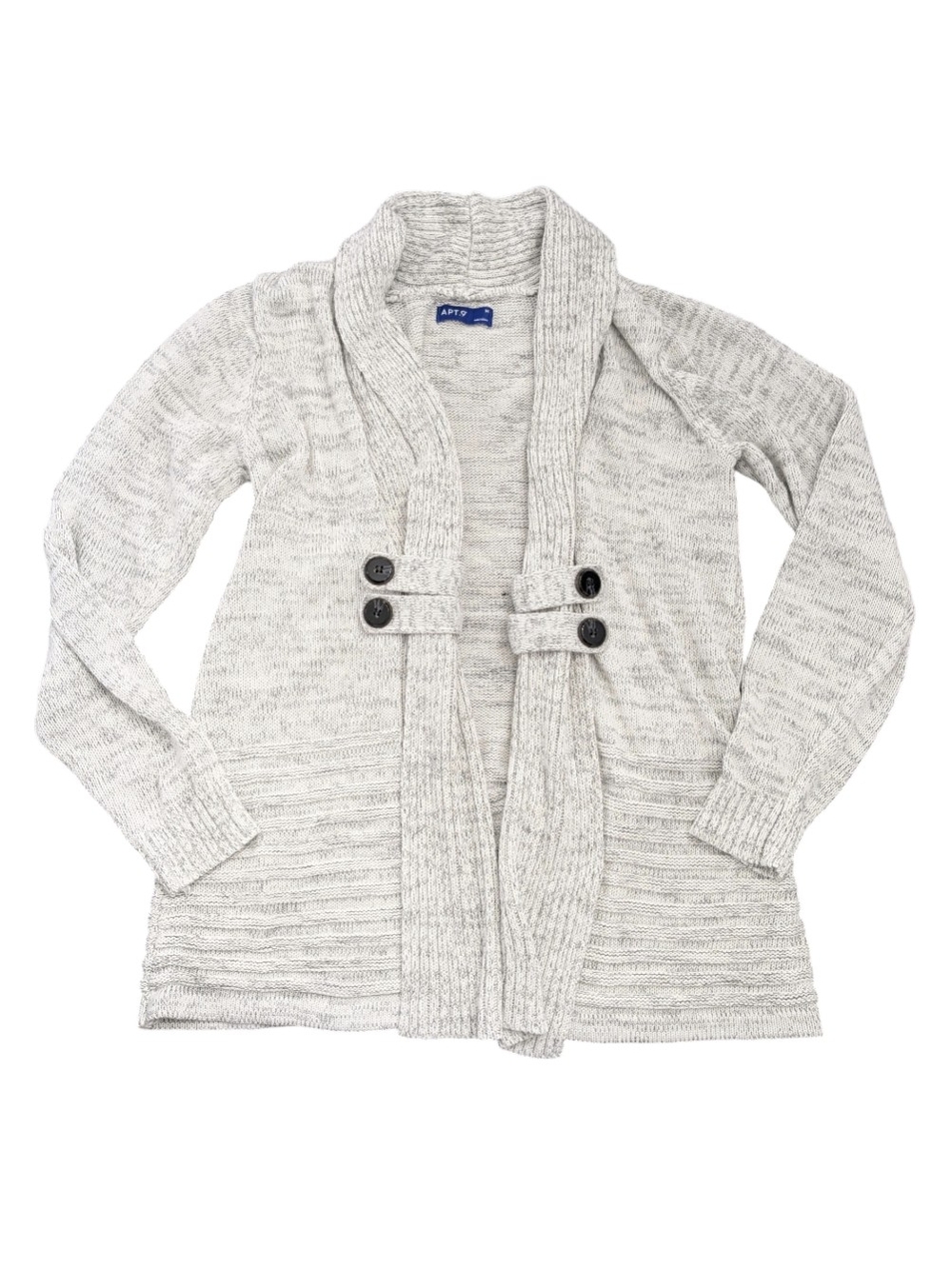 Apt. 9 Women's Heathered Light Gray Shawl Cardigan with Button Tabs